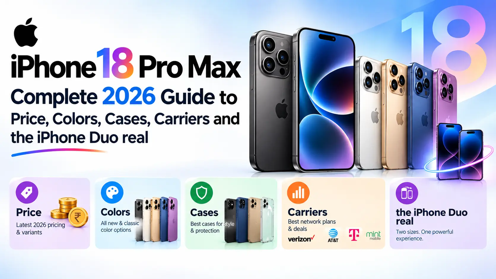 iPhone 18 Pro iPhone 18 Pro Max: Complete 2026 Guide to Price, Colors, Cases, Carriers and the iPhone Duo